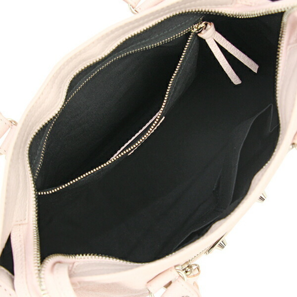 Balenciaga Classic Metallic City Shoulder Bag Rose Pink Goatskin Handbag Leather - Picture 6 of 9